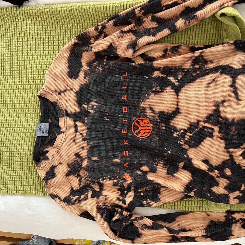 CUSTOM NYK New York Knicks Tie-Dye Basketball Graphic Knit Long Sleeve